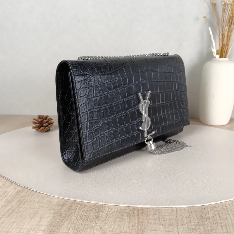 SAINT LAURENT Crossbody Bag KATE Edition Black Calfskin Medium24 × 5.5 × 14.5 cm — cover view 3 of 6