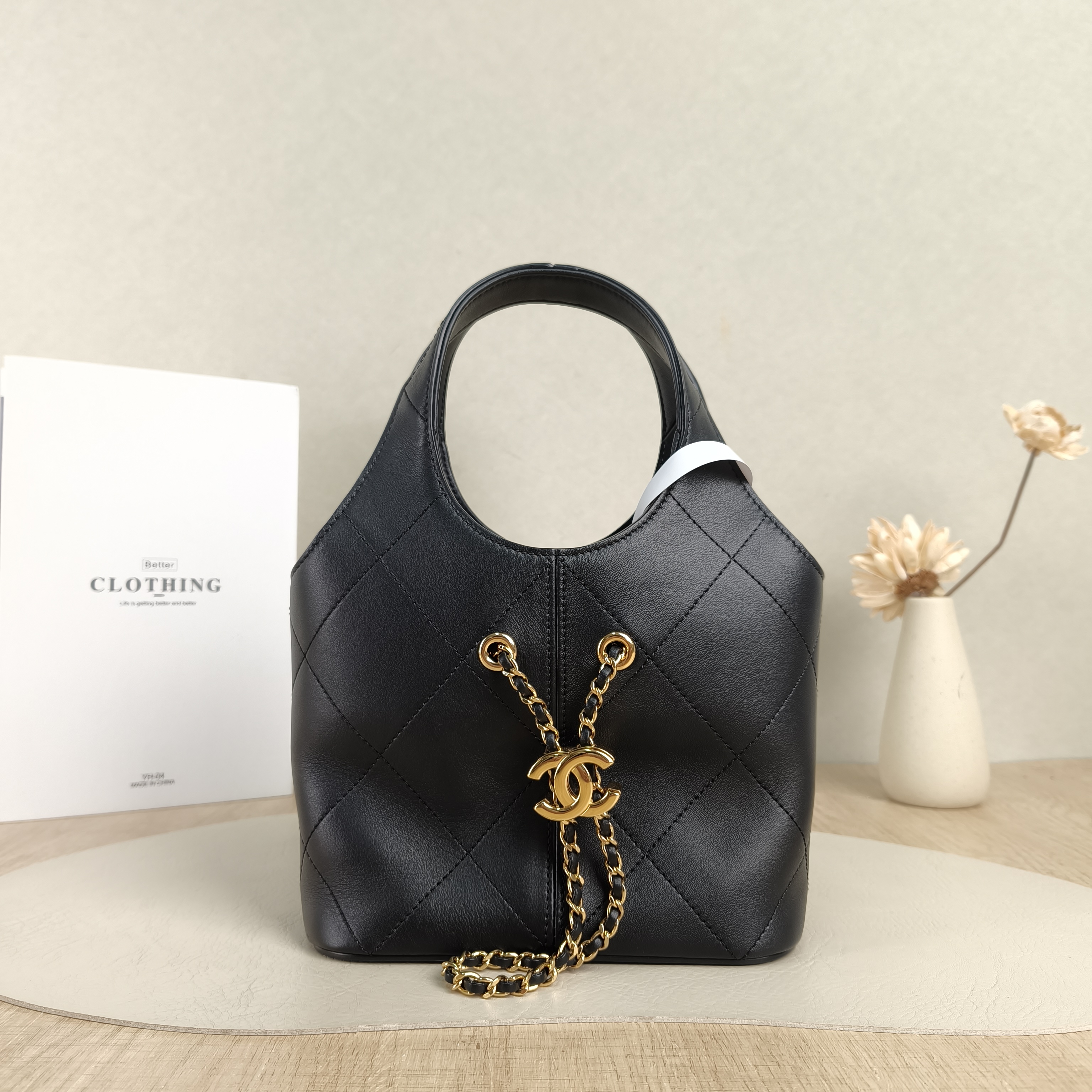 Chanel Top Handle Bag hobo Black Calfskin Small21 × 10 × 27.5 cm