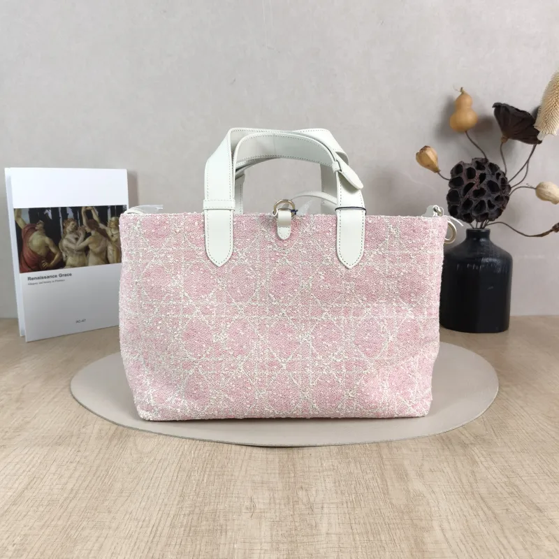 DIOR Top Handle Bag TOUJOURS Pink White Medium 28.5 × 17 × 21.5 cm — cover view 4 of 5