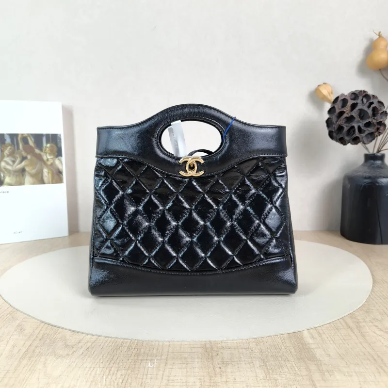 Chanel Crossbody Bag31Bag Black Waxed Leathermini23 × 5.5 × 22 cm