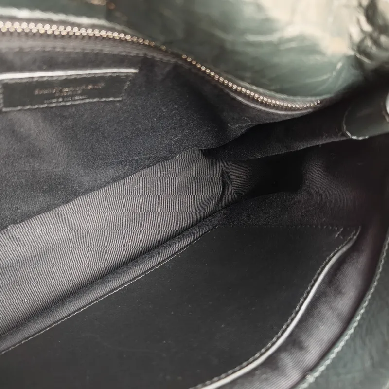SAINT LAURENT Crossbody Bag Niki D Green Waxed Leather Medium 28 × 8.5 × 20 cm — detail view 12 of 13