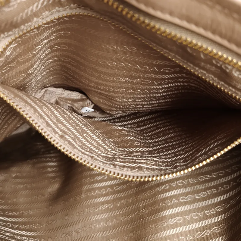 PRADA Shoulder Bag Bonnie Soft Lux Taupe Waxed Leather 42 × 12 × 30 cm — detail view 7 of 13