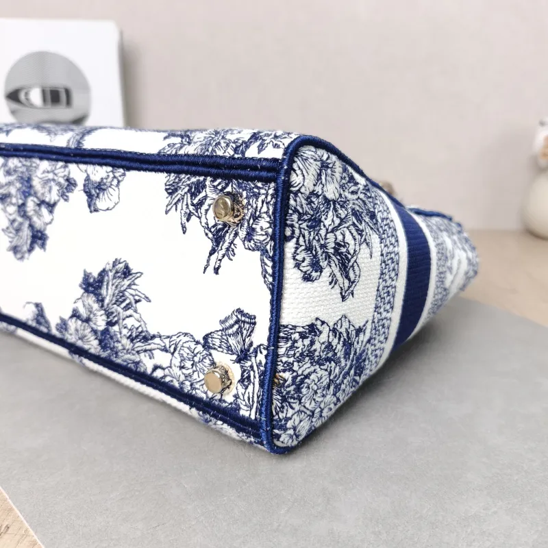 DIOR Top Handle Bag Lady Lady Dior Bag Blue Canvas Medium 24 × 12 × 21 cm — detail view 2 of 13