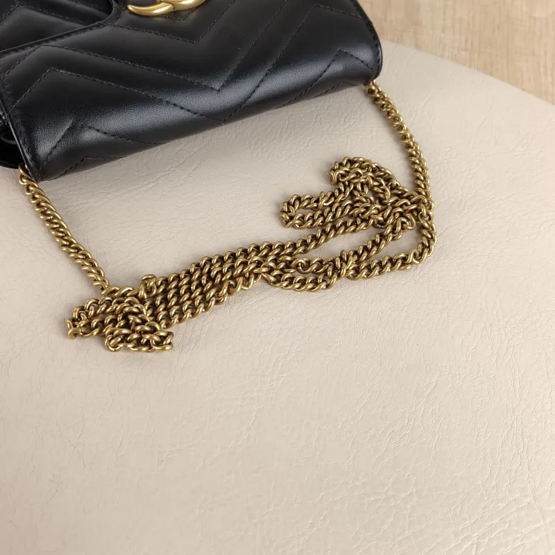 GUCCI Crossbody Bag GG Marmont Mini Marmont Mini Black Calfskin Mini 16.5 × 4.5 × 9.5 cm — detail view 5 of 11
