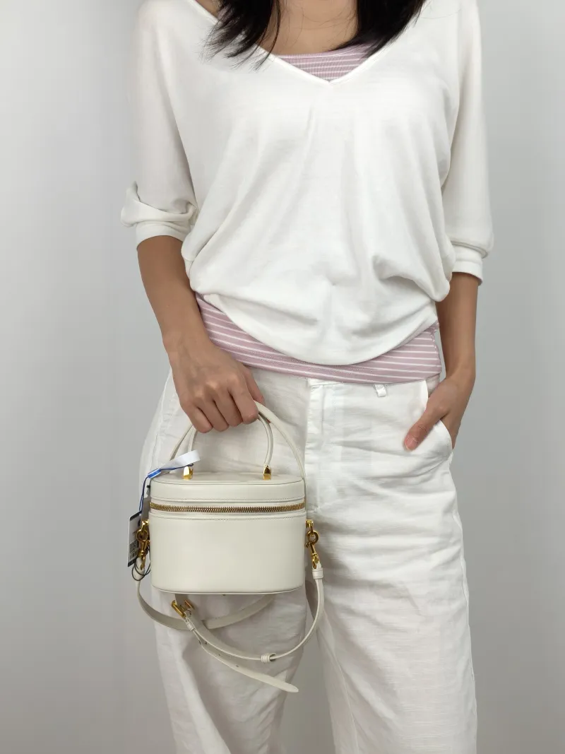 DIOR Crossbody Bag Vanity Cosmetic Bag White Lambskin One Size 16 × 9.5 × 11.5 cm — on-model view 1 of 3