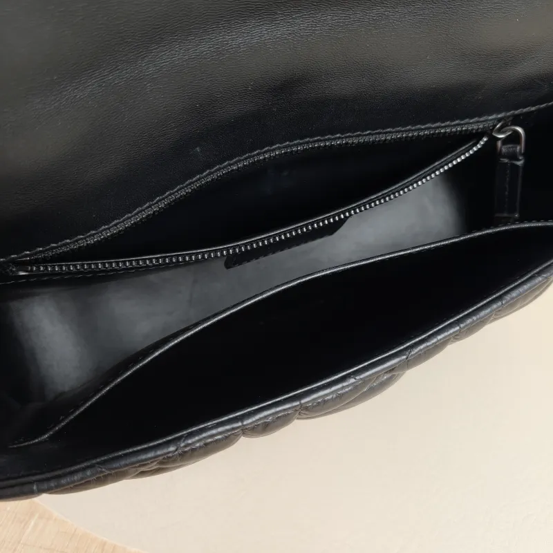 DIOR Crossbody Bag Caro Chain Bag Black Calfskin Medium 25.5 × 9 × 15.5 cm logo — detail view 11 of 12