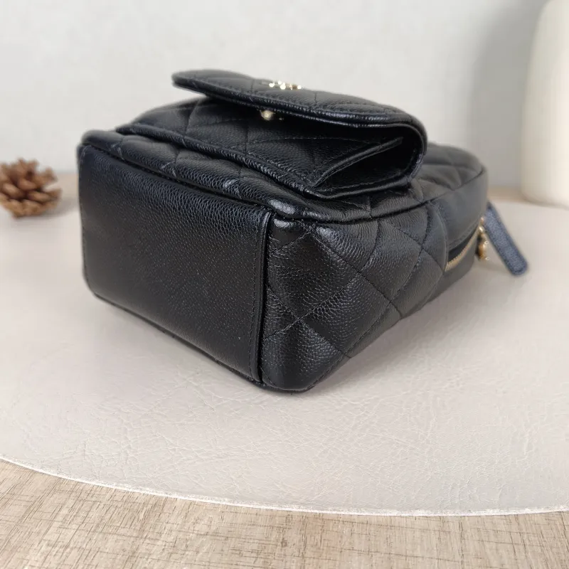 Chanel Crossbody Bag Mini Backpack Crossbody Bag Black Grained Calfskin One Size 13 × 9 × 18 cm — detail view 8 of 12