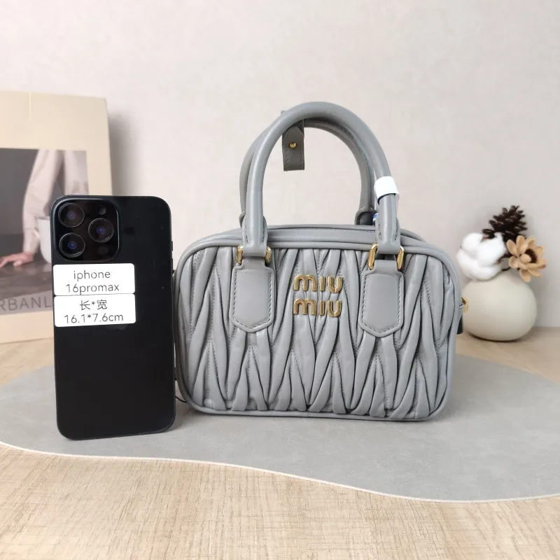 Miumiu Top Handle Bag Arcadie MatelasséCollection Edition Grey Lambskin Small 19 × 6 × 13 cm — cover view 5 of 6