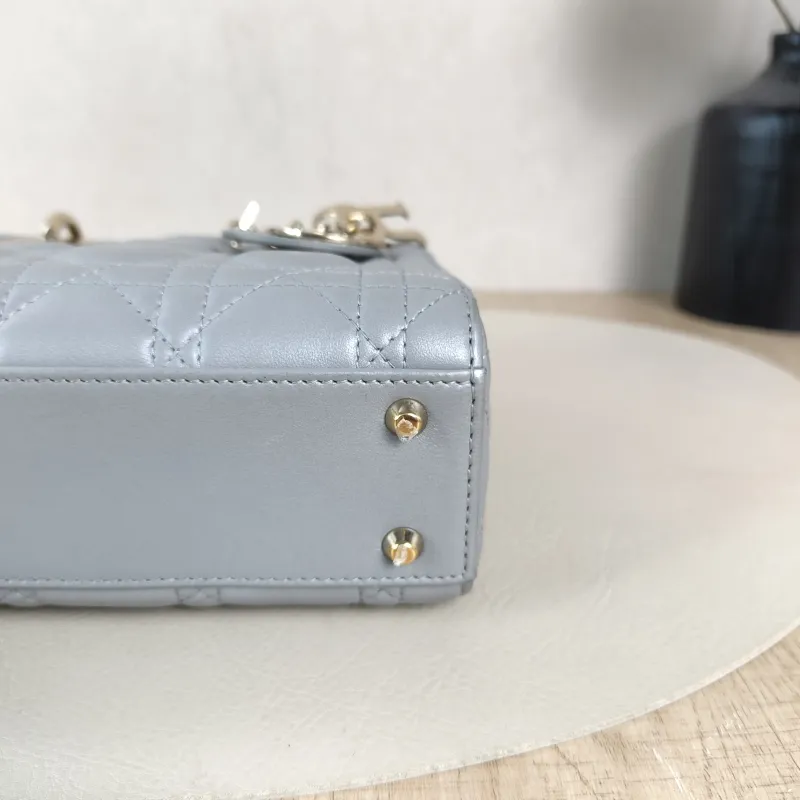 DIOR Crossbody Bag Lady Lady Dior Bag Grey Lambskinmini17 × 7 × 15 cm — detail view 10 of 12