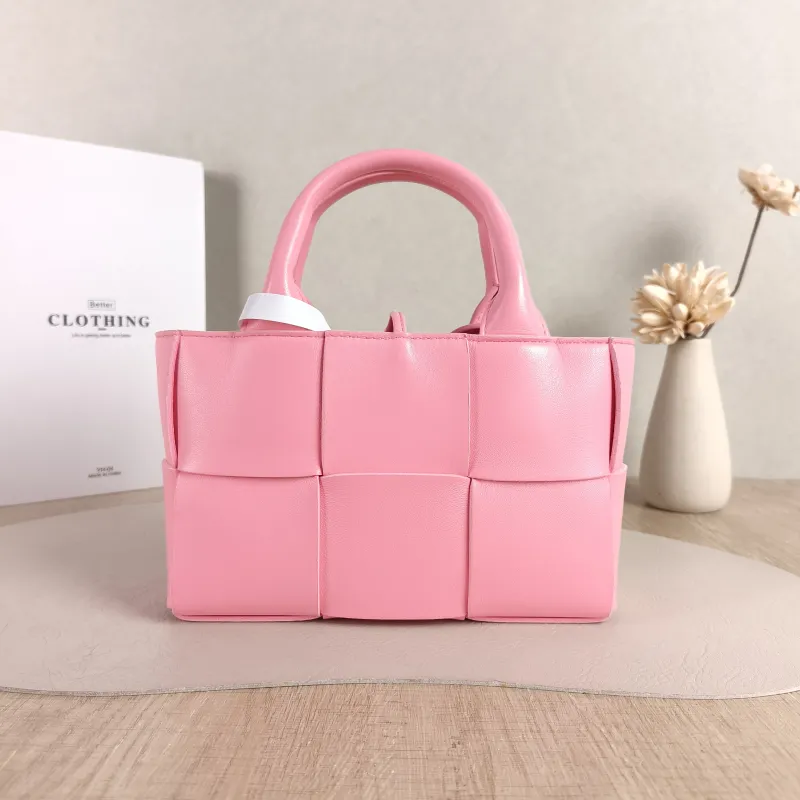 Bottega Veneta Top Handle Bag Arco Woven Tote Bag Pink Lambskin Mini 20 × 7 × 13 cm — cover view 4 of 5