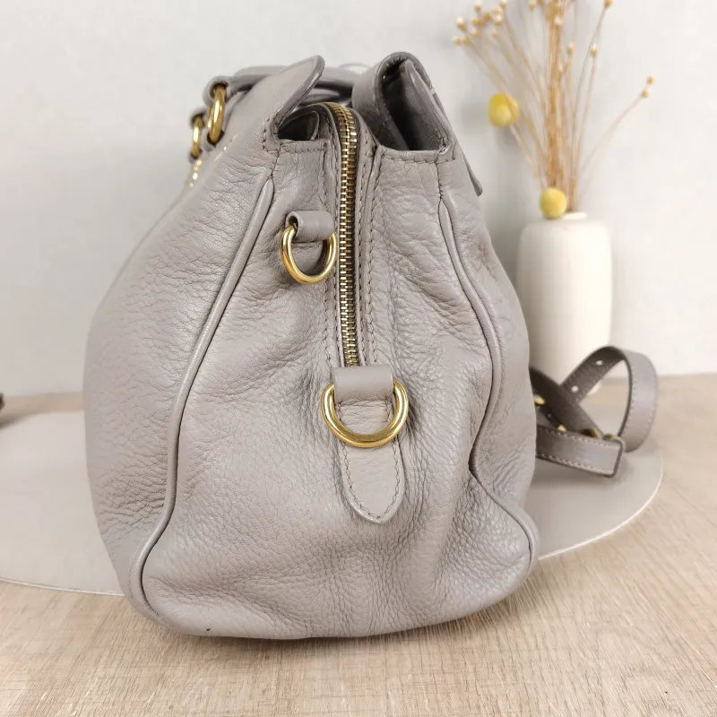 PRADA Top Handle Bag Tote Bag Grey Calfskin 27.5 × 13 × 21 cm — detail view 10 of 14