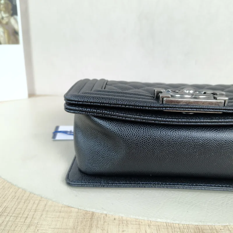 Chanel Crossbody Bag Le Boy​ Black Grained Calfskin Small 20.5 × 8.5 × 12 cm — detail view 8 of 12
