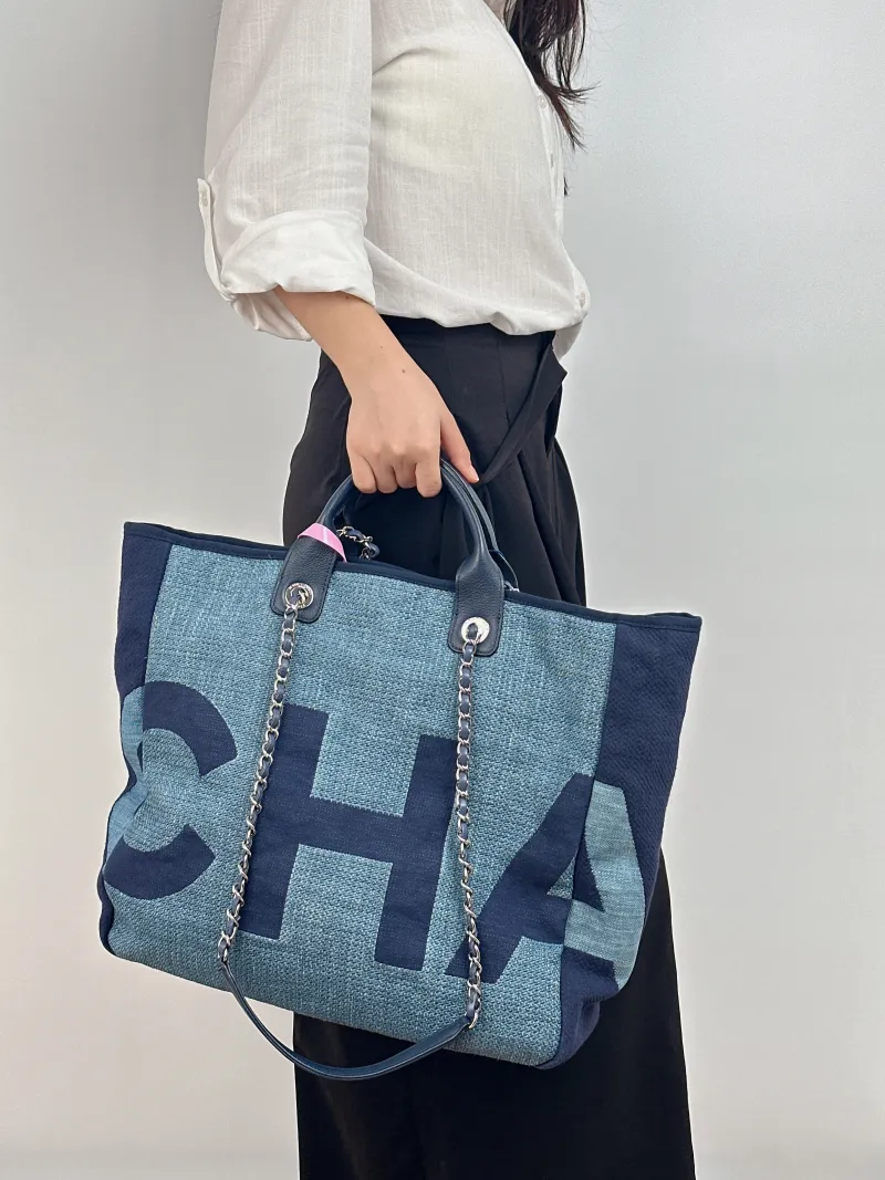 Chanel Shoulder Bag Blue Woven 37 × 14 × 35 cm 25 — on-model view 2 of 2
