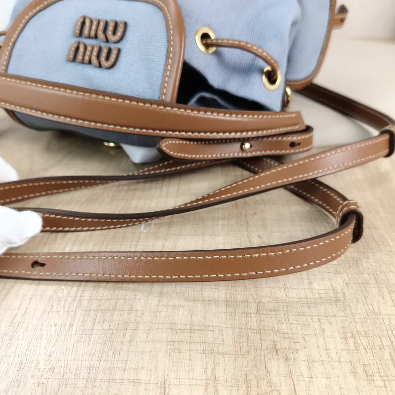 Miumiu Backpack Blue Brown Canvas One Size18 × 11 × 21 cm — detail view 7 of 13