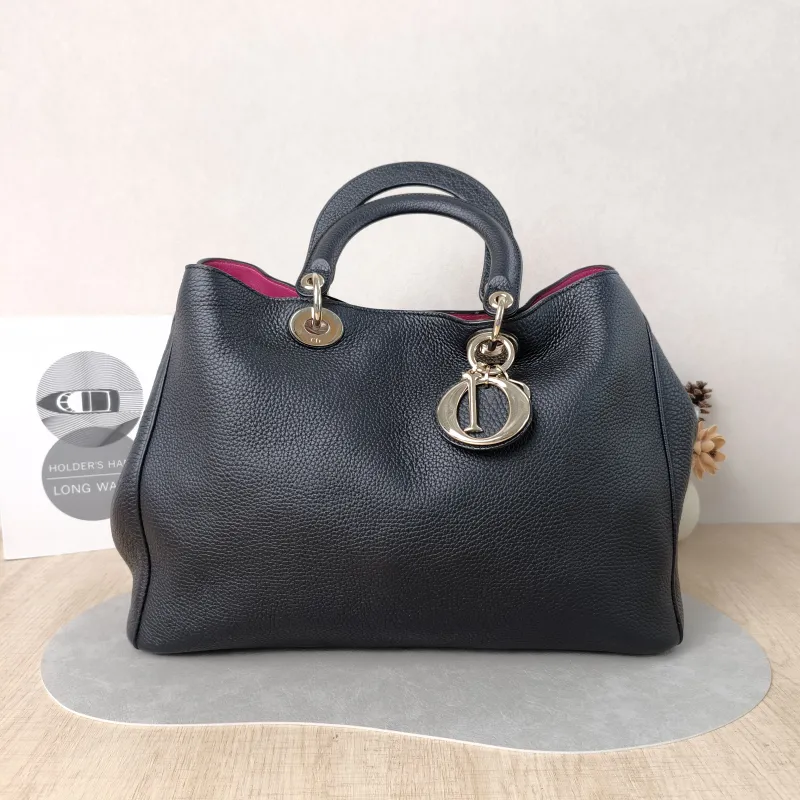 DIOR Top Handle Bag issimo Tote Bag Black Calfskin Large38 × 12 × 27 cm