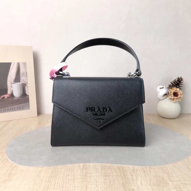 PRADA Shoulder Bag Shoulder Bag Black Calfskin One Size 24 × 12 × 17 cm