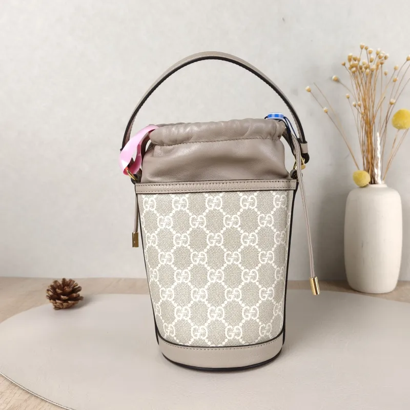 GUCCI Crossbody Bagophidia GG Bucket Bag White Monogram PV Cmini11.5 × 8 × 20 cm — cover view 3 of 5