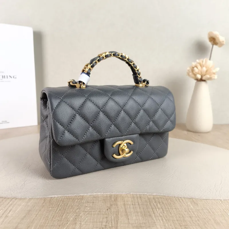 Chanel Crossbody Bag 25b mini Grey Grained Calfskin One Size 20 × 6 × 12 cm — cover view 3 of 6