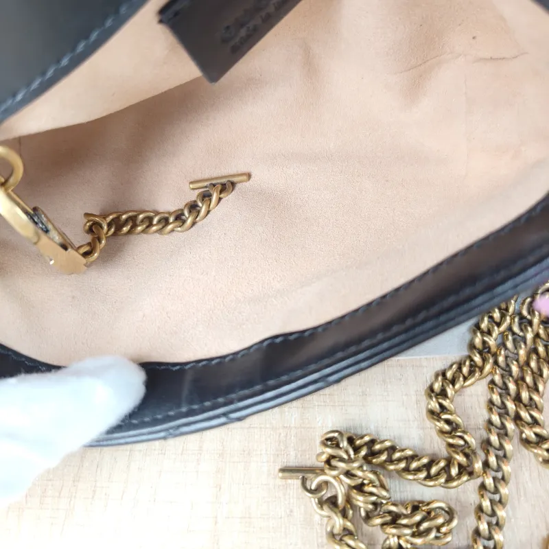 GUCCI Crossbody Bag GG Marmont Mini Marmont Mini Black Calfskin Mini 16.5 × 4.5 × 9.5 cm — detail view 7 of 13