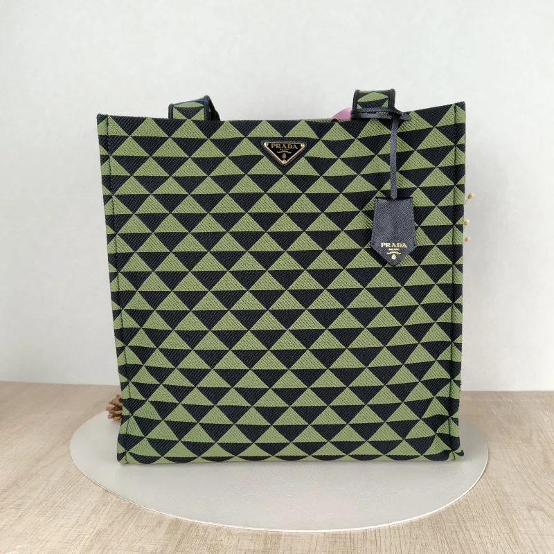 PRADA Top Handle Bag Tote Bag Green Black One Size 37 × 12 × 37 cm