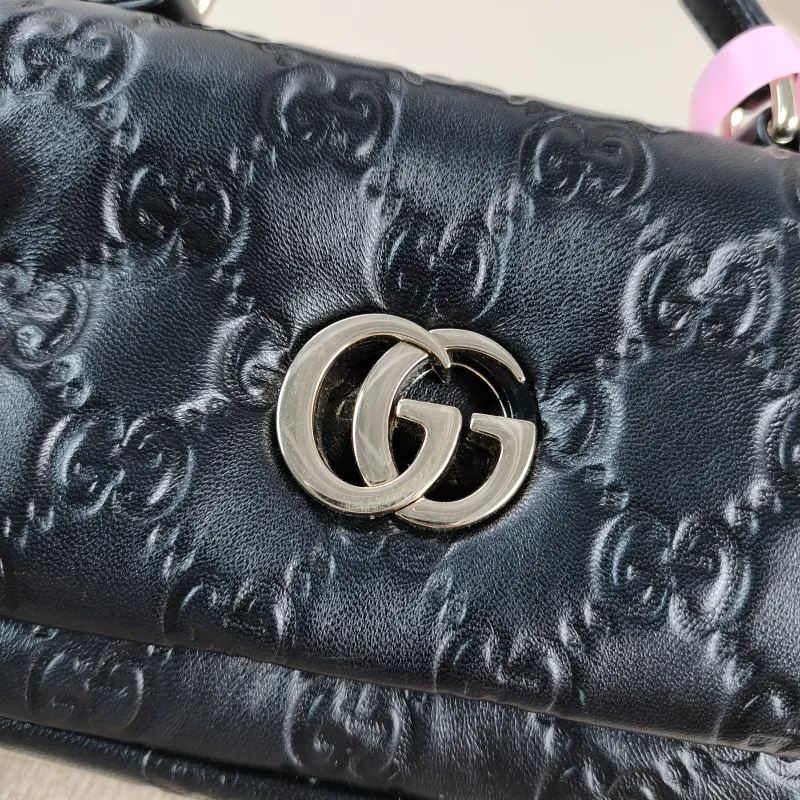 GUCCI Crossbody Bag GG Milano Collection Shoulder Bag Black Monogram SL ambskin 21.5 × 5 × 12.5 cm — detail view 6 of 12