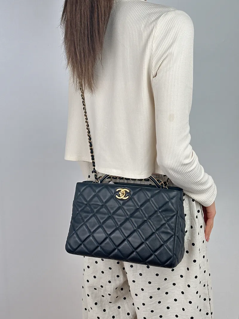 Chanel Shoulder Bag Tote Bag Black Calfskin Large 28 × 11 × 19 cm — on-model view 2 of 3