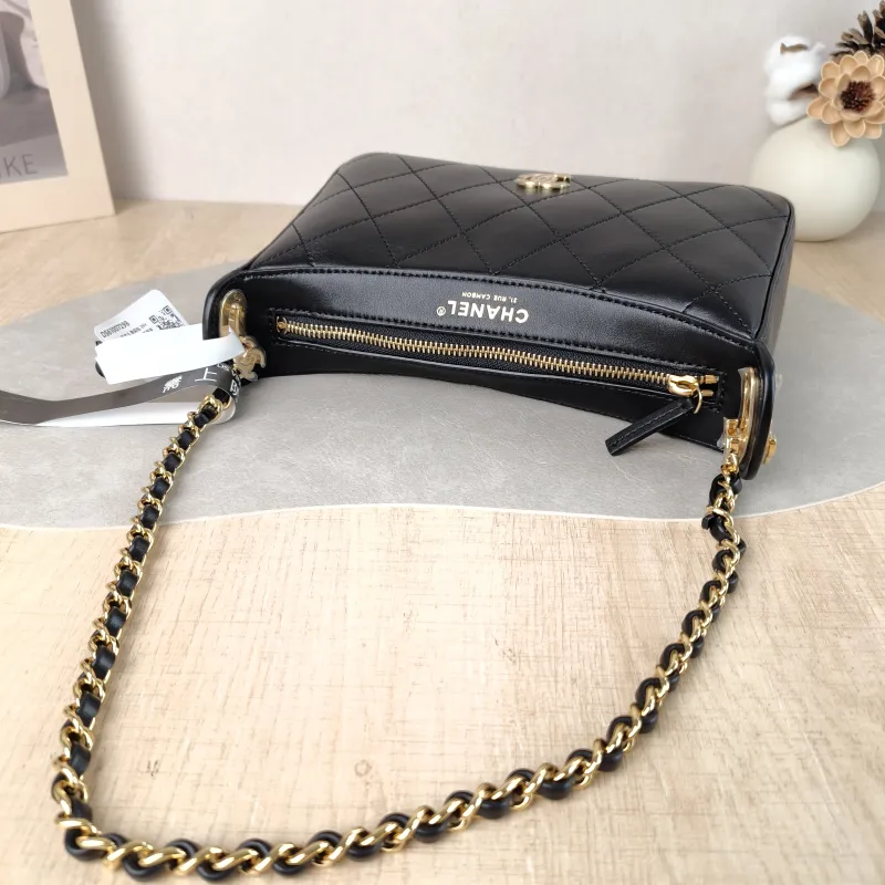 Chanel Shoulder Bag 26k Hobo Gabrielle Bag Black Lambskin Calfskin Small 35.5 × 7.5 × 24.5 cm — detail view 9 of 13