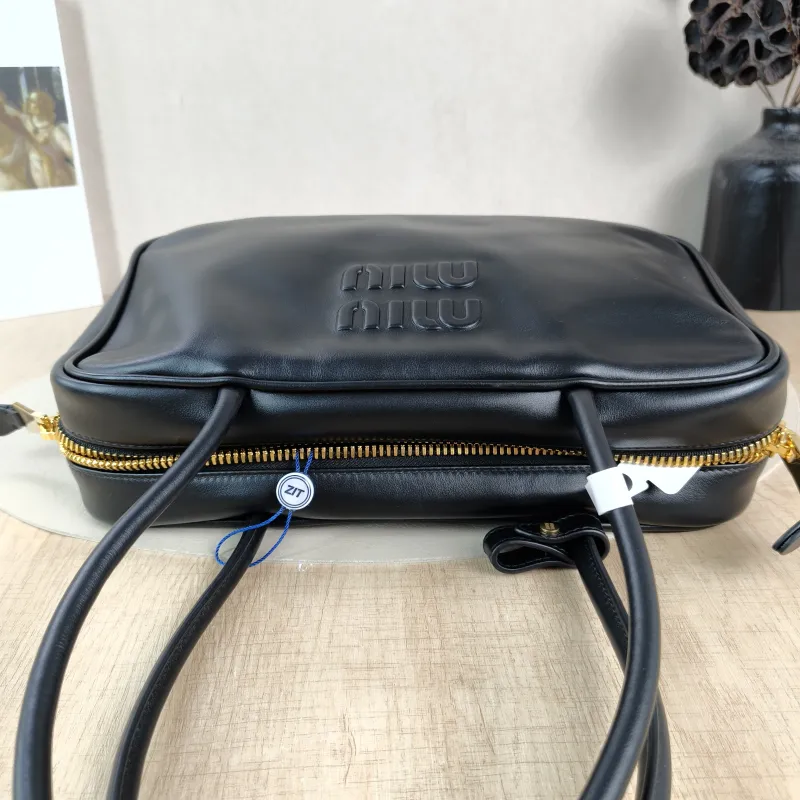 Miumiu Top Handle Bag Beau Black Calfskin Medium30 × 8.5 × 17 cm — detail view 9 of 12