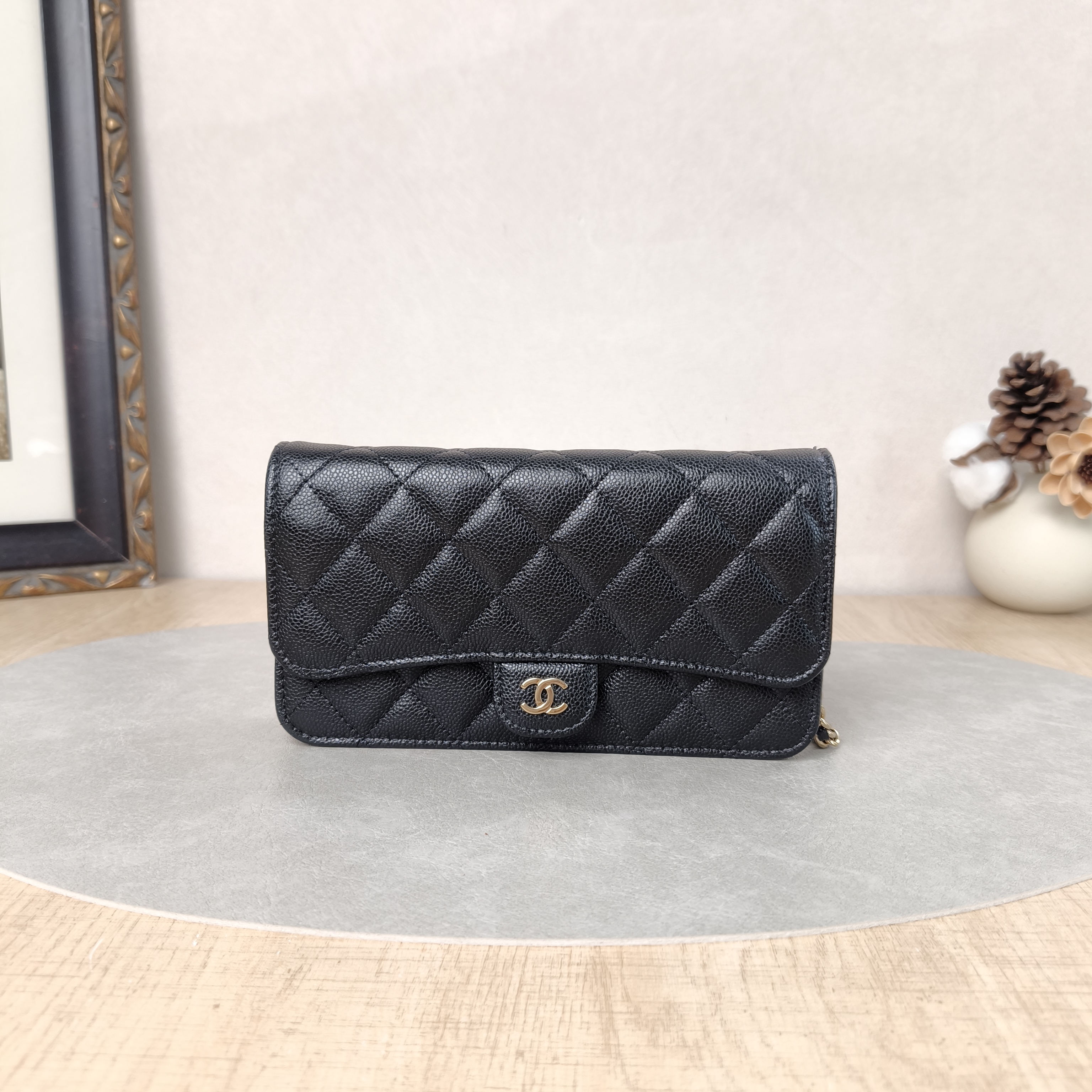 Chanel Crossbody Bag24a cfwoc Mini Black Grained Calfskin One Size17.2 × 3.3 × 10 cm