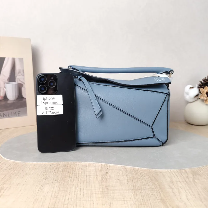LOEWE Crossbody Bag Puzzle Blue CC alfskin Small 24 × 10.5 × 16.5 cm — cover view 2 of 6