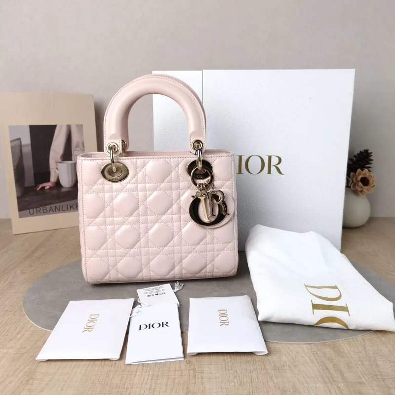 DIOR Top Handle Bag Pink Lambskin Small 20 × 8 × 18 cm — cover view 2 of 6