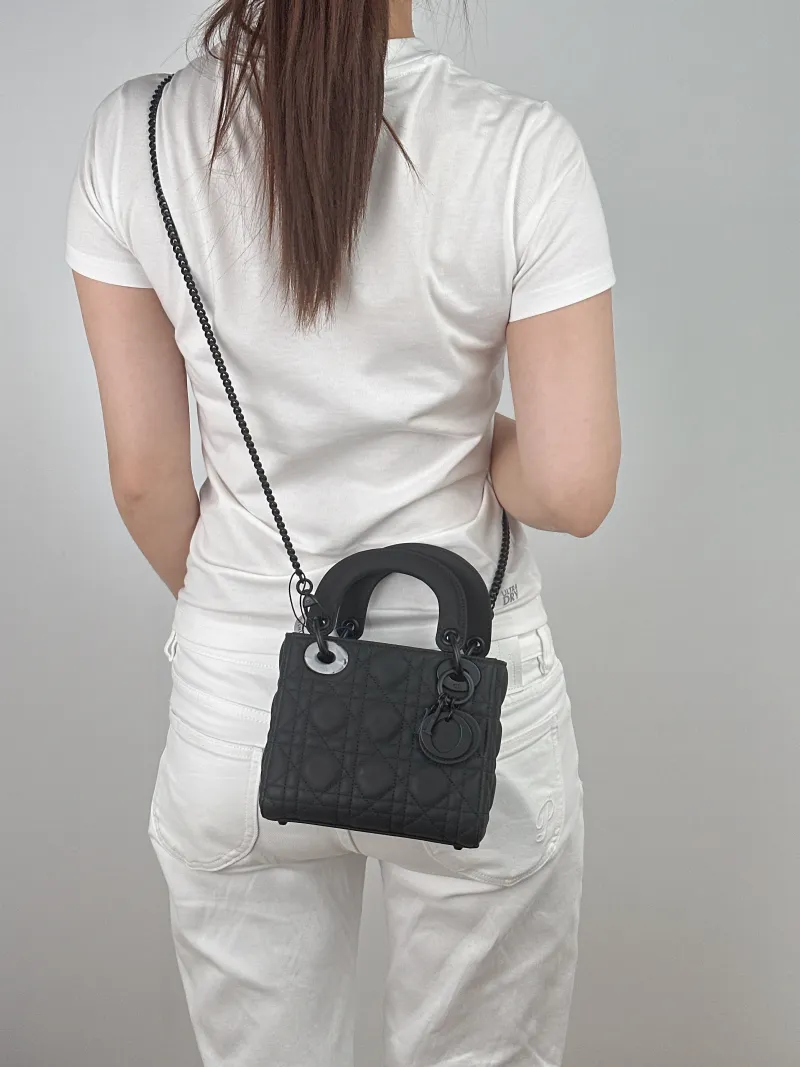 DIOR Crossbody Bag Lady Lady Dior Bag Black Lambskinmini17 × 7 × 15 cm — on-model view 1 of 3