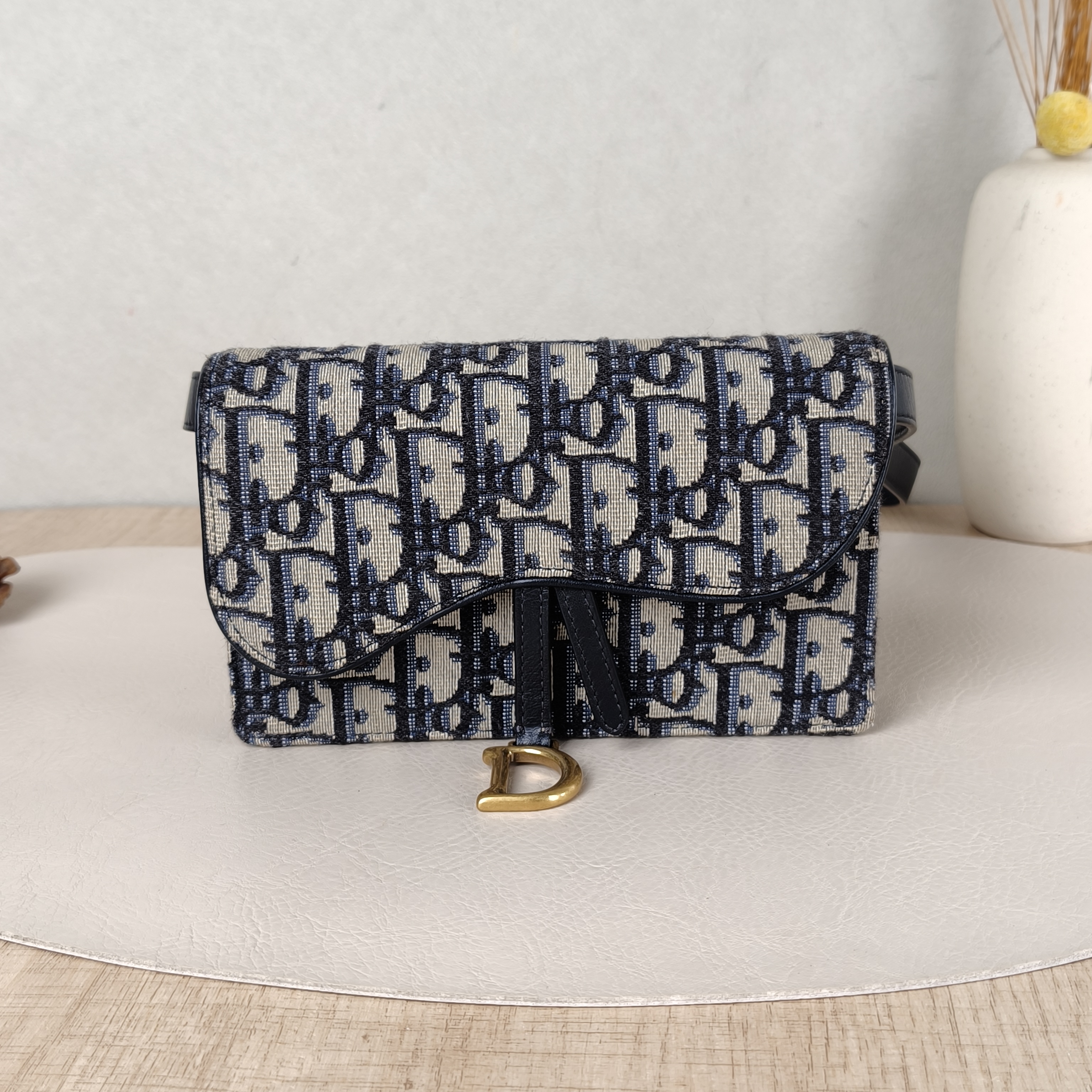 DIOR Belt Bag Saddle Belt Bag Blue Canvas One Size17 × 3.5 × 10.5 cm
