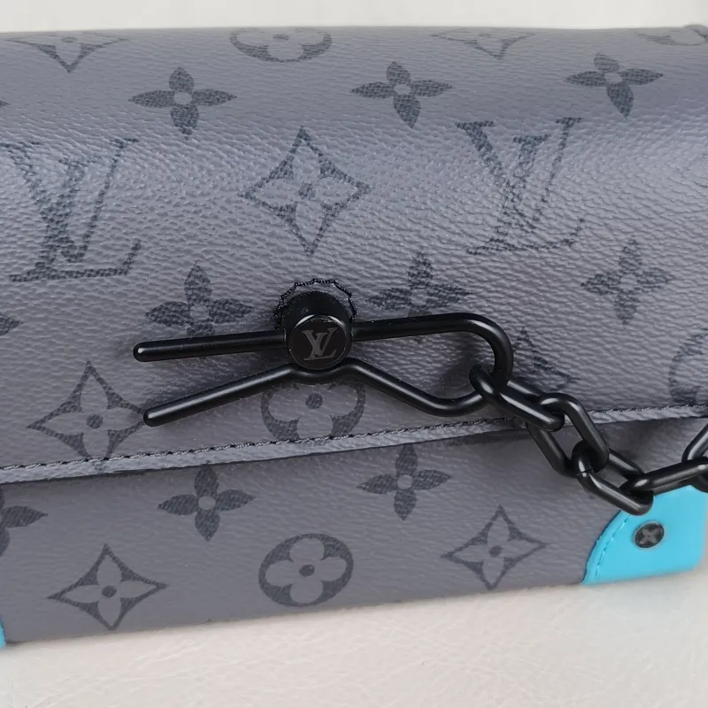 Louis Vuitton Crossbody Bag Steamer Box Grey · Blue PVC · Calfskin Mini 18 × 6.5 × 11 cm — detail view 6 of 13