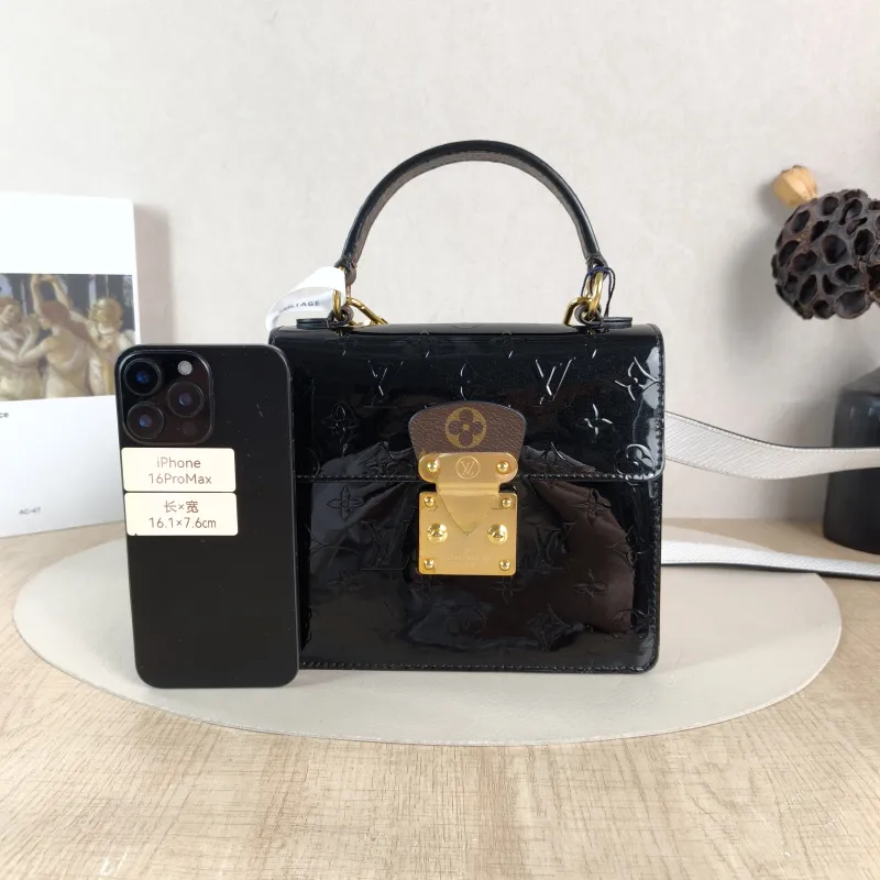 Louis Vuitton Crossbody Bag Spring Street Black Patent Leather · PVC One Size 17 × 8.5 × 16 cm Leather Tag — cover view 4 of 5