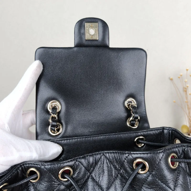 Chanel Backpack Backpack Black Grained Calfskin Large20 × 12 × 25 cm — detail view 7 of 13