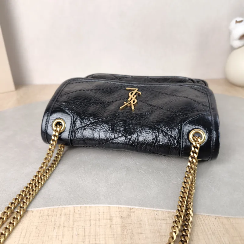 SAINT LAURENT Crossbody Bag Niki Black Waxed Leather Calfskin Mini 18 × 5 × 12.5 cm — detail view 1 of 13