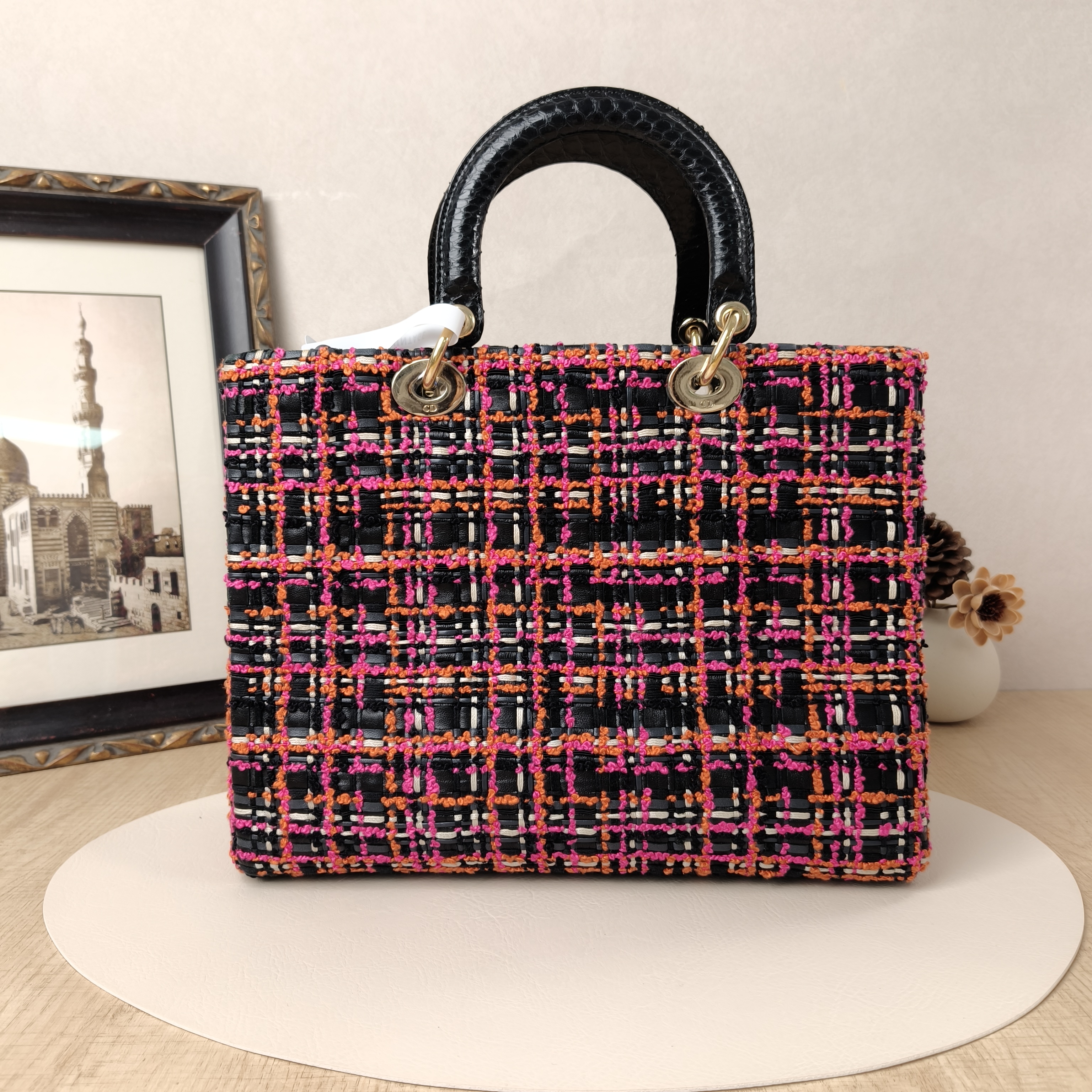 DIOR Top Handle Bag Lady Lady Dior Bag Black Lambskin Woven32 × 11 × 25 cm — cover view 5 of 9