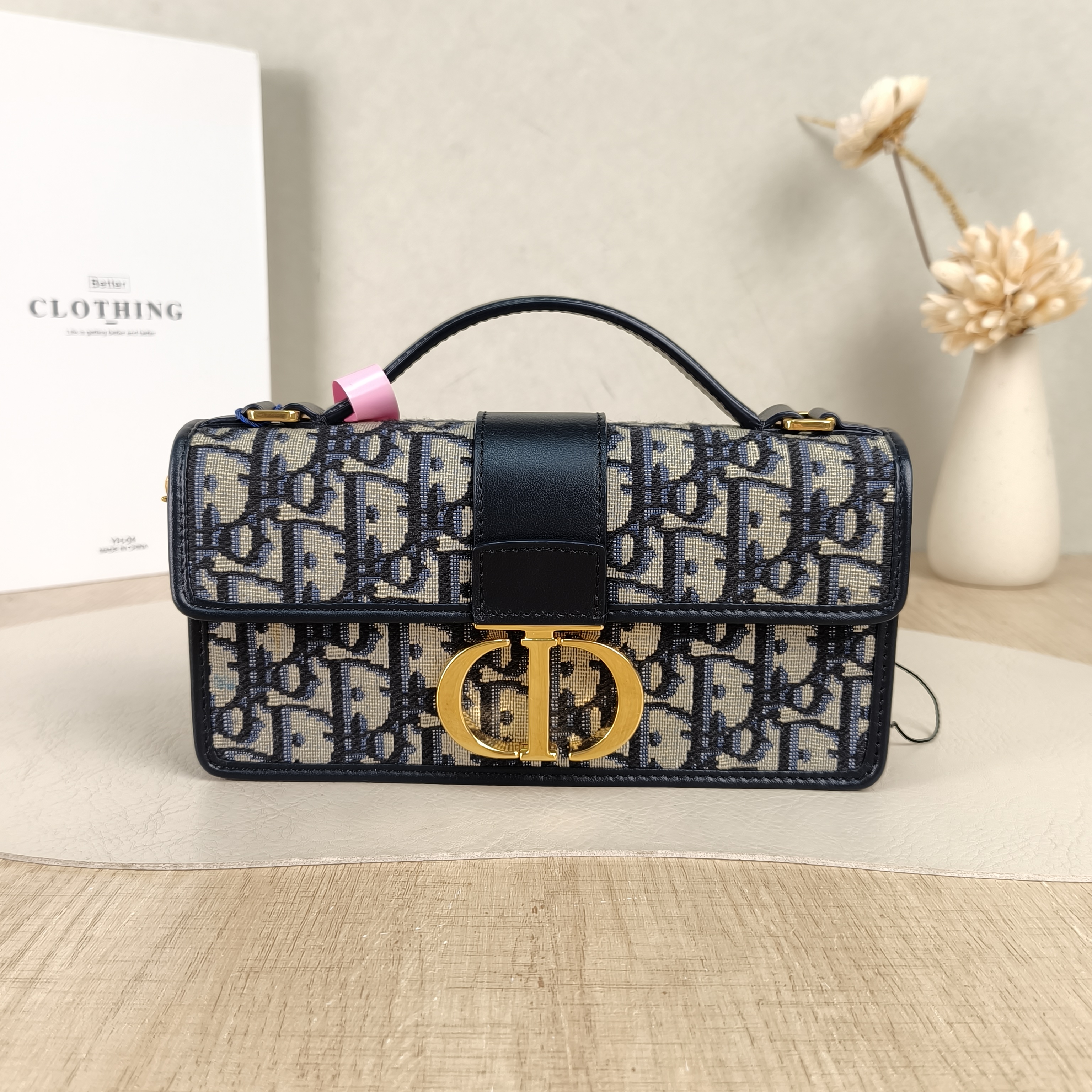 DIOR Crossbody Bag Miss Montaigne Chain Bag Blue Canvasmini20 × 4 × 10 cm