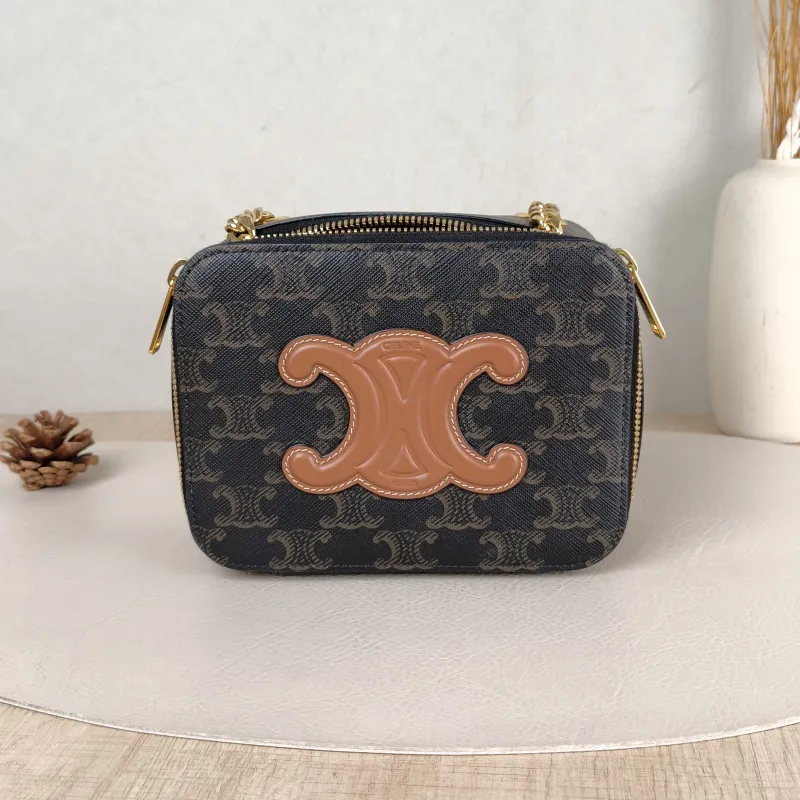 CELINE Crossbody Bag Box Triomphe Box Bag Monogram PVC Mini 16 × 7 × 12 cm