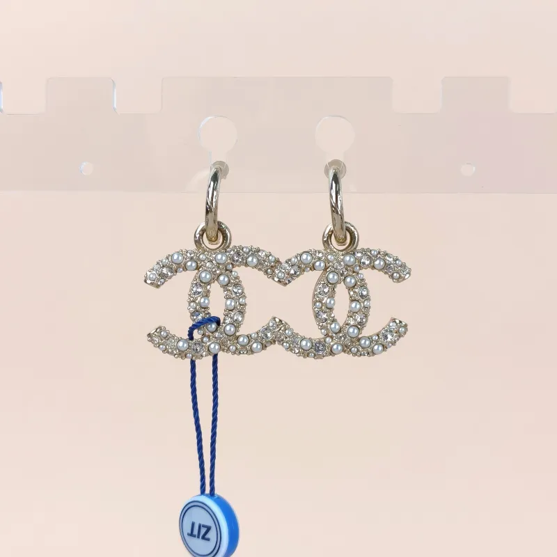 Chanel Earrings c Pearl Earrings Gold One Size