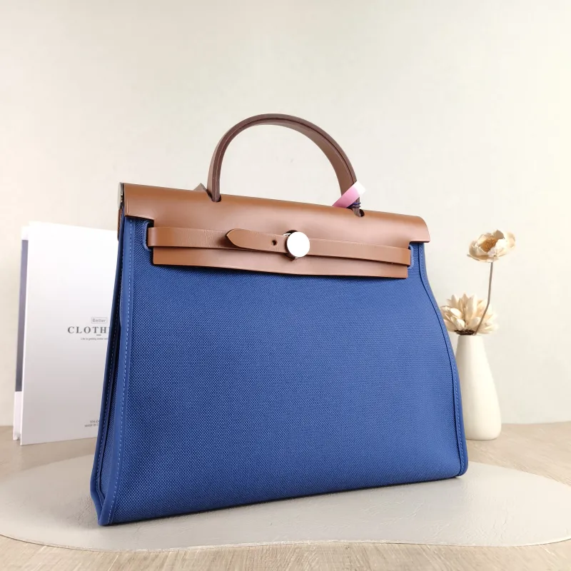 Hermès Crossbody Bag Herbag 31 Blue Caramel Canvas Medium 30.5 × 11 × 25.5 cm Y — cover view 5 of 5
