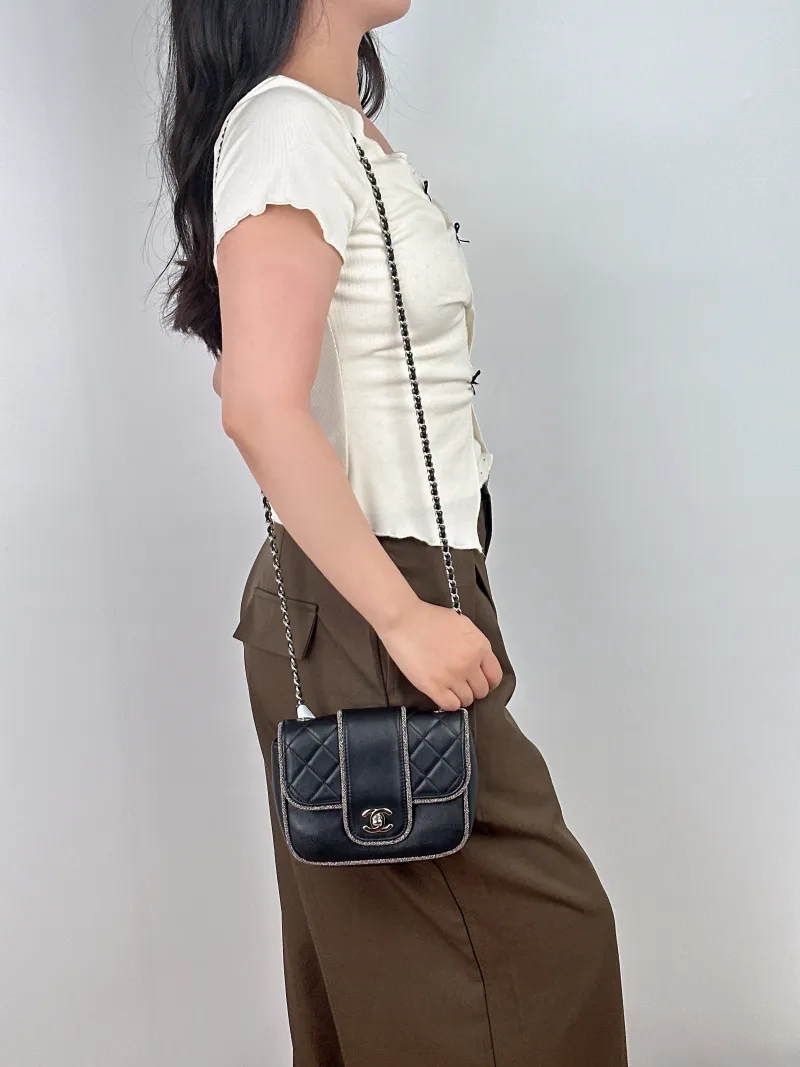 Chanel Crossbody Bag Black Lambskinmini17 × 8 × 13.5 cm — on-model view 2 of 2
