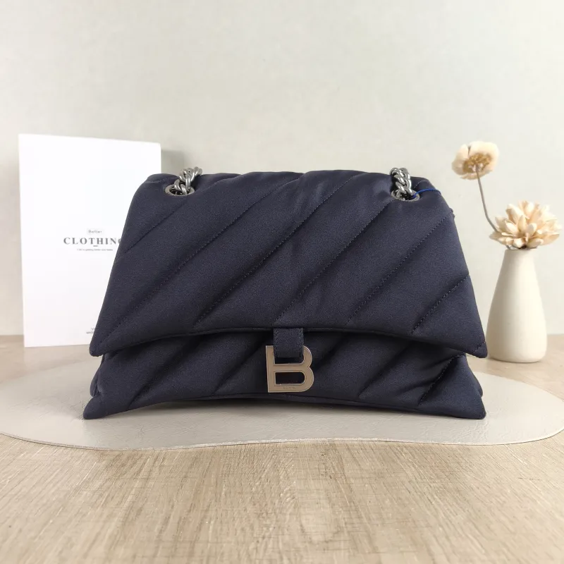 BALENCIAGA Shoulder Bag CRUSH Chain Bag Black Medium 30 × 13 × 20 cm