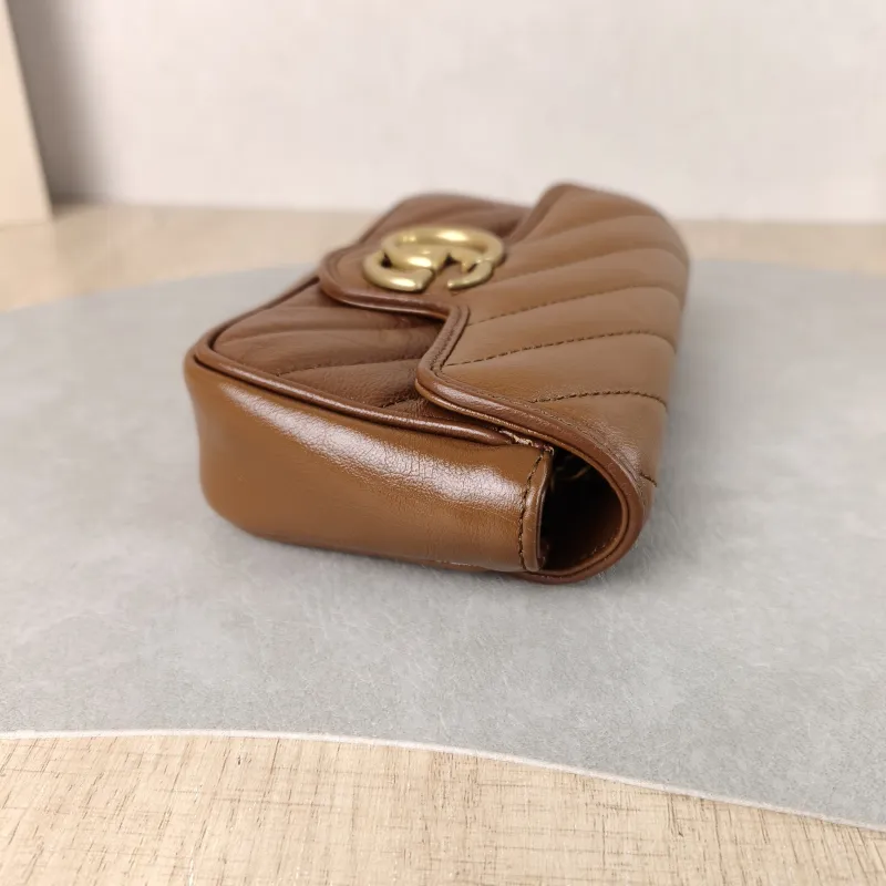 GUCCI Crossbody Bag GG Marmont Mini Marmont Mini Caramel Calfskin Mini 16.5 × 4.5 × 9.5 cm — detail view 3 of 12
