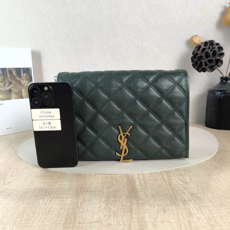 SAINT LAURENT Shoulder Bag Becky Crossbody Bag Green Lambskin 25 × 7 × 17.5 cm — cover view 2 of 5