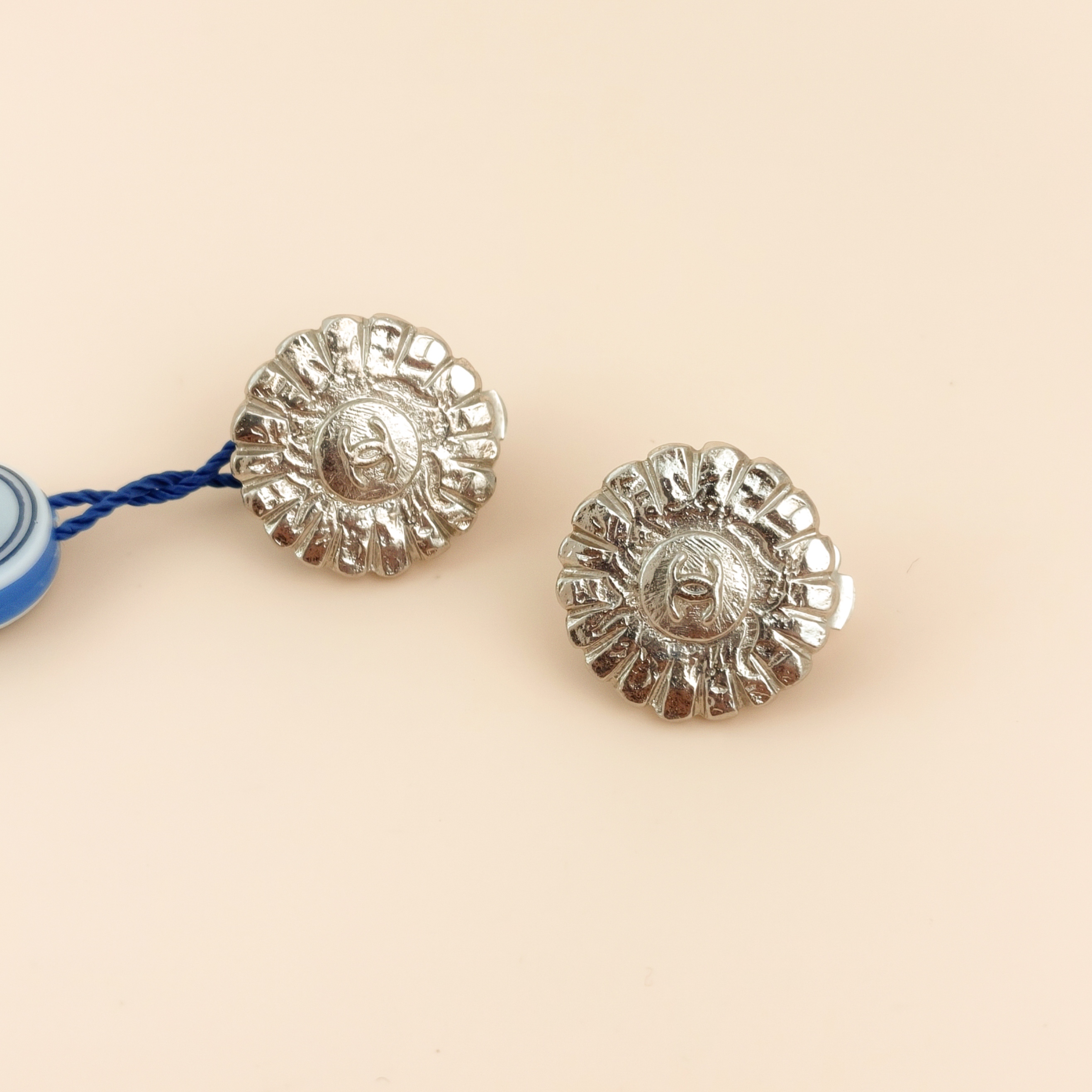 Chanel Earrings c Earrings Silver One Size