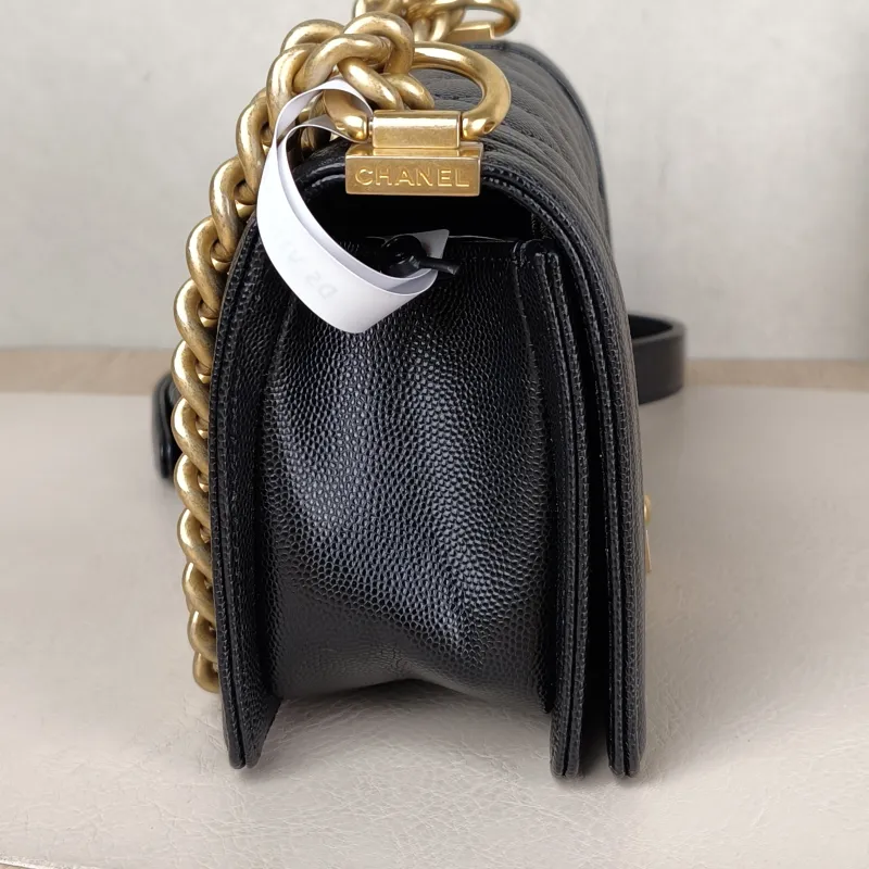 Chanel Crossbody Bag Le Boy​ Black Grained Calfskin Small 20.5 × 8.5 × 12 cm — detail view 7 of 15