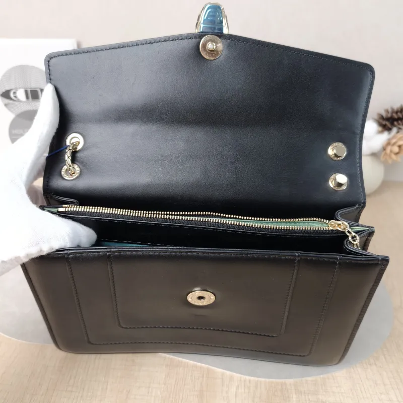 Bvlgari Shoulder Bag Serpenti Forever Collection Crossbody Bag Black Calfskin Medium 27.5 × 7 × 18 cm — detail view 3 of 12