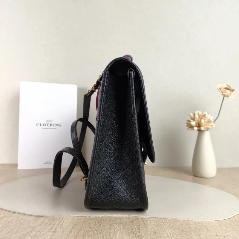 Chanel Backpack Backpack Black with Gold-Tone Hardware Grained Calfskin One Size 31 × 10 × 25 cm — detail view 9 of 13